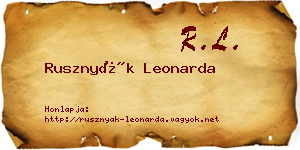 Rusznyák Leonarda névjegykártya